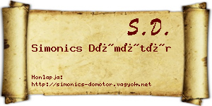 Simonics Dömötör névjegykártya